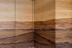 Close-up of upper corner cabinets