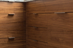 Close-up of base corner cabinets
