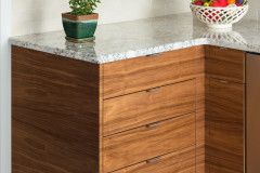 Close-up of base corner cabinets