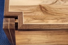 Walnut and maple border, split walnut and maple leg