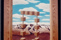 Marquetry and  acrylic painting.
